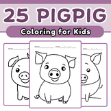 Pigs Coloring 25 Page, Sheet of Pigs Clipart, Coloring Boo