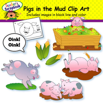 Preview of Pigs in the Mud Clip Art