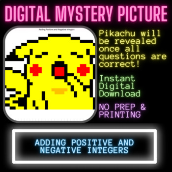 Preview of Digital Mystery Picture (Pikachu) - Adding Positive and Negative Integers