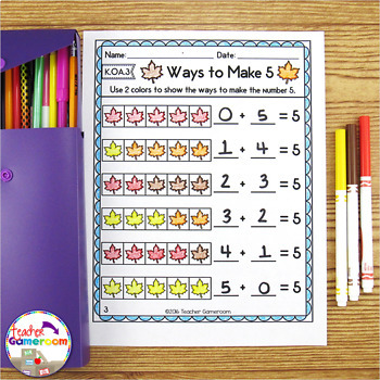 ways to make number fall worksheets koa3 by teacher