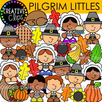 Preview of Pilgrim Clipart Kid Littles (Thanksgiving Clipart)