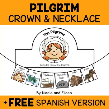 Preview of Pilgrim Activity Crown and Necklace Crafts + FREE Spanish