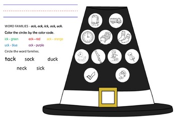 Preview of Pilgrim Hat Word Families