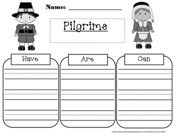 Preview of Pilgrim Have/Are/Can Graphic Organizer