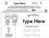 Pilgrim Kids - Editable Name Booklet w/ Beginning Letter F
