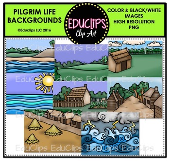 Preview of Pilgrim Life Backgrounds Clip Art Bundle {Educlips Clipart}