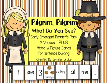 Preview of Pilgrim, Pilgrim What Do You See?  2 Versions PLUS Word & Picture Cards