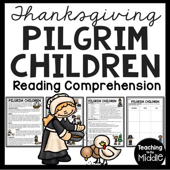 Preview of Pilgrim (Puritan) Children Reading Comprehension Worksheet Thanksgiving November