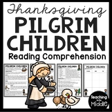 Pilgrim (Puritan) Children Reading Comprehension Worksheet