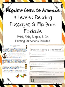 Preview of Welcome to Plymouth Rock: Thanksgiving Reading and Foldable Activity