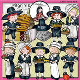 Pilgrims Clip Art- Color and B&W.