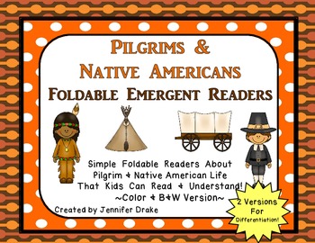 Preview of Pilgrims & Native Americans Foldable Readers ~5 Books & Printables~ Color & B&W