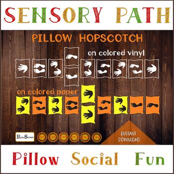 Preview of Pillow hopscotch with hands and feet, Sensory Path, Jumping game