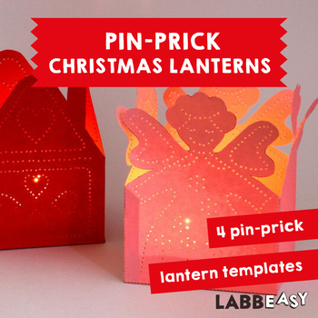 Preview of Pin-Prick Christmas Lanterns: 4 pin punching printable templates