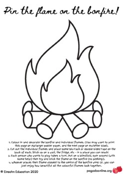 Preview of Pin The Flame On The Bonfire! Lag B'Omer Printable
