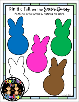 Pin the Tail on the Easter Bunny Color Matching File Folder Activity