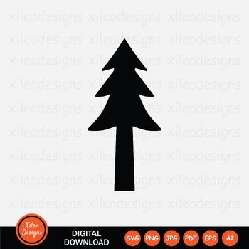 Preview of Pine Tree Icon Simple Cutout Christmas Forest Plant Trees SVG PNG JPG PDF EPS AI
