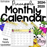 Pineapple 2022-2023 School Year Monthly Calendar | EDITABLE