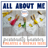 Pineapple All about Me Pennants: Back to School Writing Activity