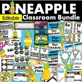 Pineapple Classroom Theme Decor Bundle EDITABLE 30% off