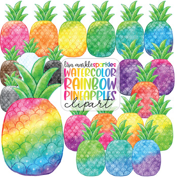 Pineapple Clipart Watercolor Rainbow | TPT