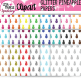 Pineapple Digital Paper Background Clipart with Glitter