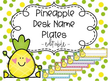 Pineapple Editable Desk Name Plates Classroom Decor Tpt
