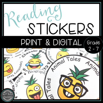 Preview of Pineapple Emoji Reading Stickers for Challenges Print and Digital Badges