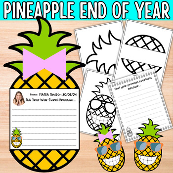 Preview of End of the Year Craft Summer Pineapple Bulletin Board May Writing Décor Activity