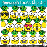 Pineapple Faces Clipart | Summer Emotions Clip Art