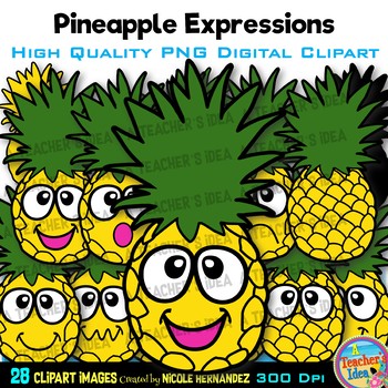 Cute Pineapple Digital Clip Art Clipart Set Personal and Commercial Use