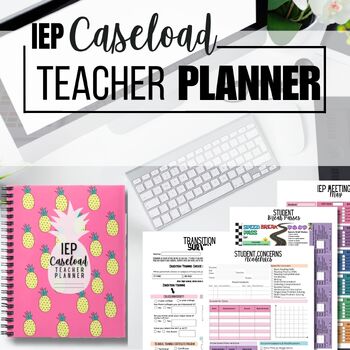 Preview of Pineapple IEP Caseload Teacher Planner, Digital & Printable SPED Planning Sheets