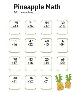 Preview of Pineapple Math Add the numbers.