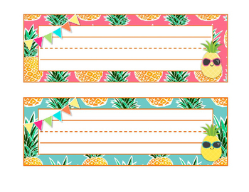 pineapple paradise classroom decor deskplatesname tags editable