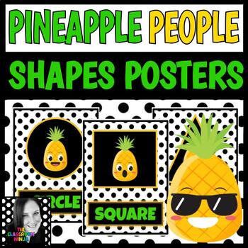 Preview of Pineapple People Classroom Decor 2D and 3D Shapes Posters for Geometry