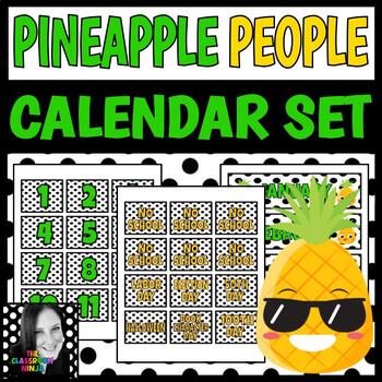 Preview of Pineapple People Classroom Decor EDITABLE Calendar Set for Math or Circle Time