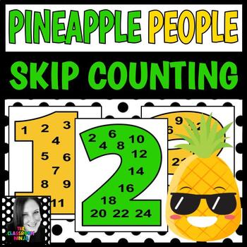 Preview of Pineapple People Classroom Decor Skip Counting Posters Numbers 1-10 Multiples