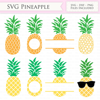 Pineapple Svg Files Tropical Summer Pineapple Monogram Cut Files