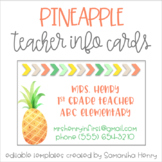 Pineapple Teacher Info Cards