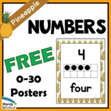 Pineapple Theme Classroom Decor Numbers 0-30 Posters