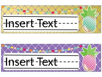 Pineapple Theme Classroom Desk Name Plates (Editable) by Rachel Bassett