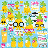 Pineapple party clipart commercial use, vector graphics  - CL1084