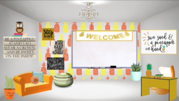 Preview of Pineapple themed virtual classroom background