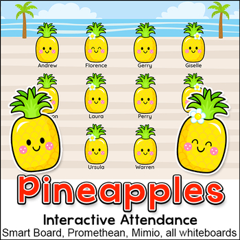 Preview of Pineapples Theme Attendance with Lunch Count for Interactive Whiteboards