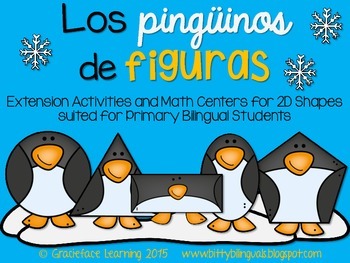 Preview of Pingüinos de figuras – 2D Shapes Math Centers for Bilingual Students - Spanish