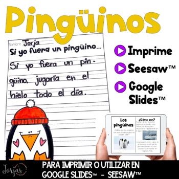 Preview of Pingüinos Ejercicios, actividades y hojas de trabajo Penguins in Spanish