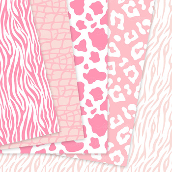 Download Pink Animal Prints Digital Paper Baby Girl Safari Patterns Scrapbook Background