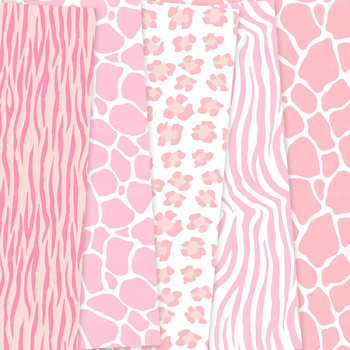 Pink Animal Prints Digital Paper baby girl safari patterns scrapbook