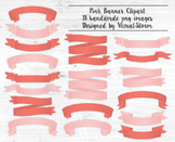 Pink Banner Graphics - 18 Handmade Coral Banners