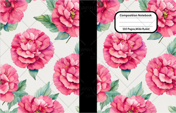 Preview of Pink Carnation Flower Composition Notebook Cover For School,Home,Work, Clip Art